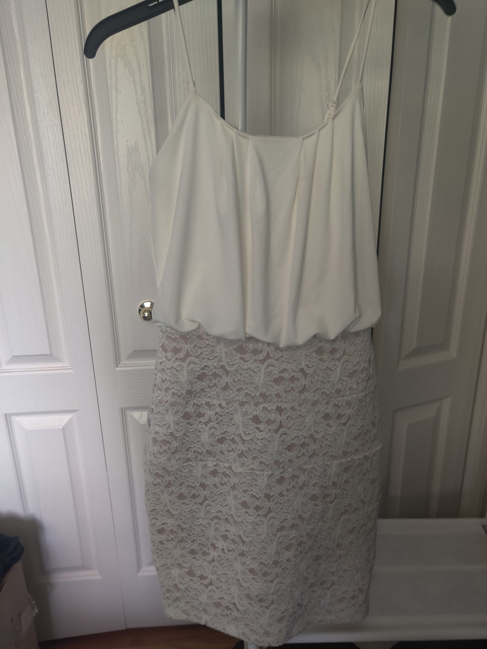 Enfocus Studio White Lace-Overlay Midi Dress